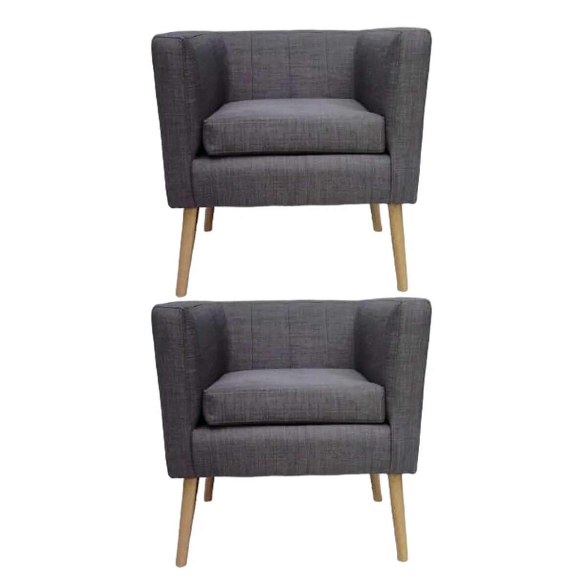 MUEBLERIA LATINA - PACK 2 POLTRONA BORLANGE CUBO LINO GRIS CLARO