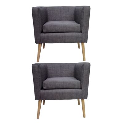 Imagen 2 del producto PACK 2 POLTRONA BORLANGE CUBO LINO GRIS CLARO