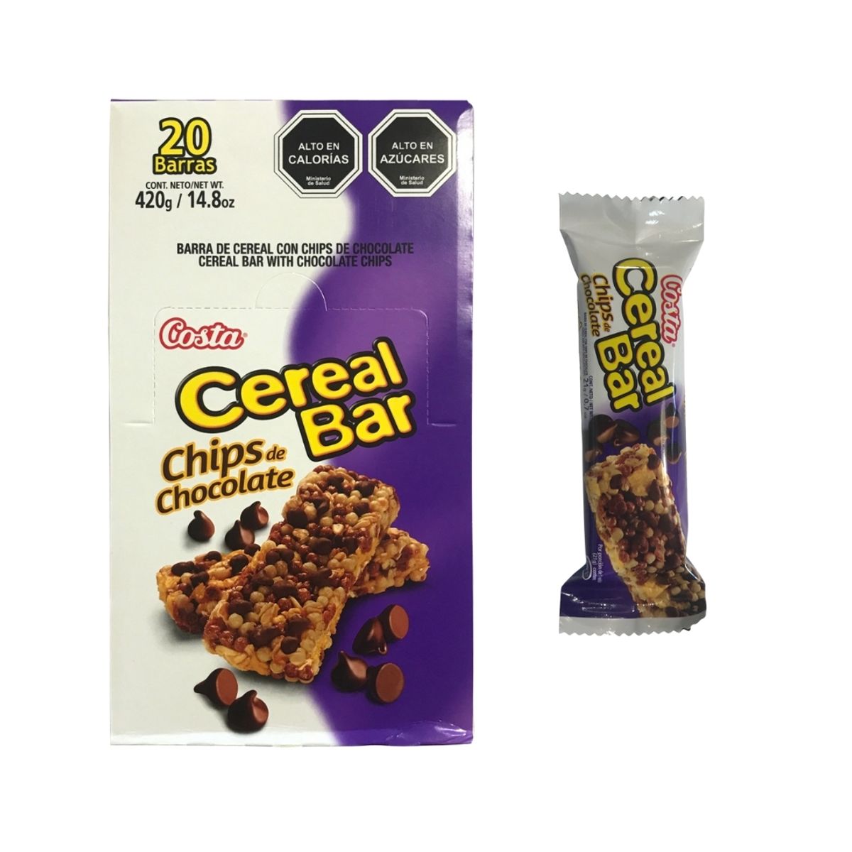 COSTA - Cereal Bar Barra Chips de chocolate Costa 21 Gr  20 unidades