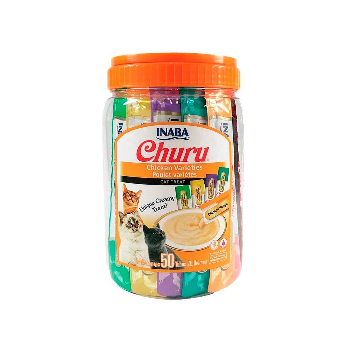 INABA - Churu Para Gatos Variedades de Pollo 50 Tubos X 14 g