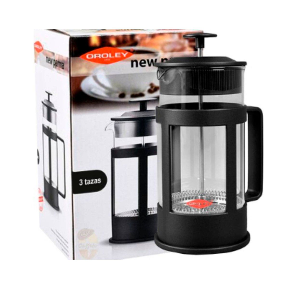 OROLEY - Cafetera Embolo Prensa Francesa Parma Negra 6 Tazas Oroley OROLEY