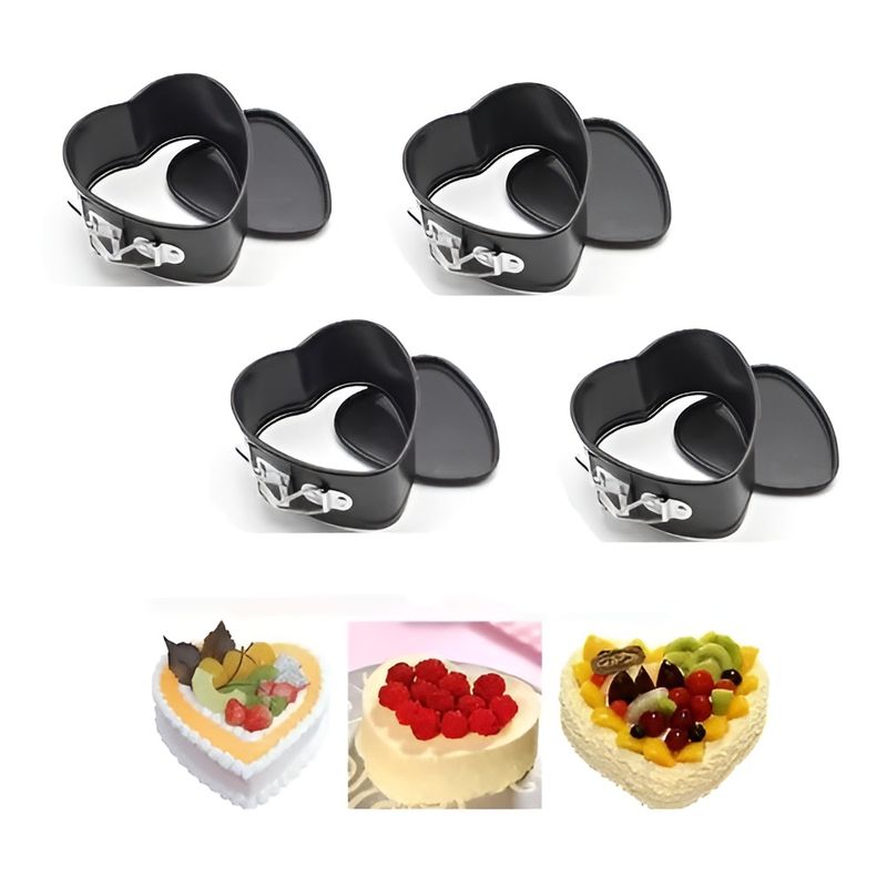 GENERICO - Pack X4 Moldes Torta Corazon Moldes De Queque Molde Pequeño