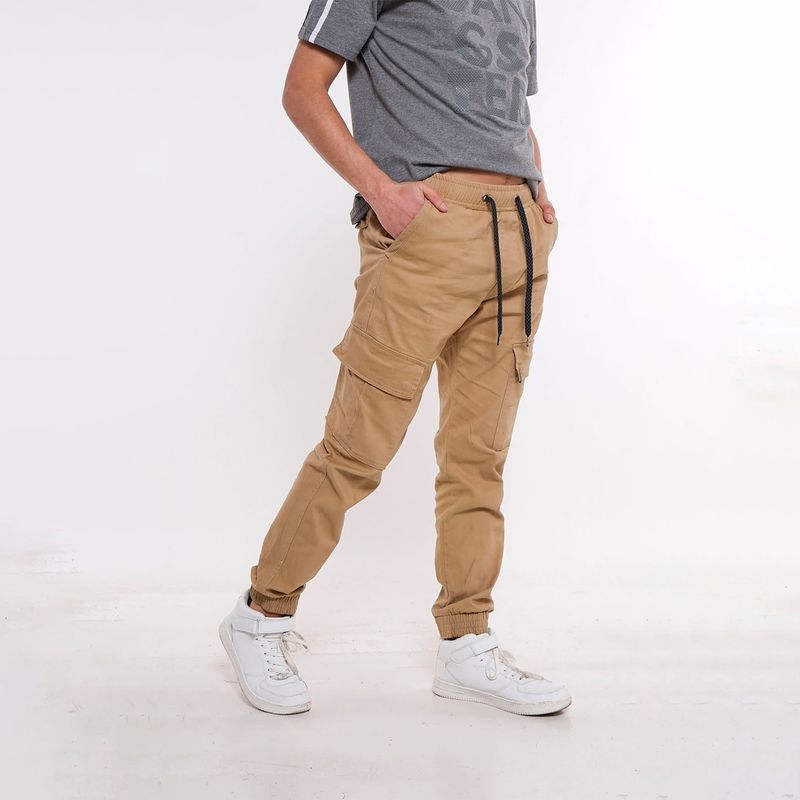 GANGSTER - Pantalon Jogger Canvas Recruit Café Gangster