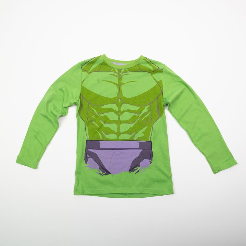 MARVEL - Polera Manga Larga Niño Hulk Costume Verde Marvel