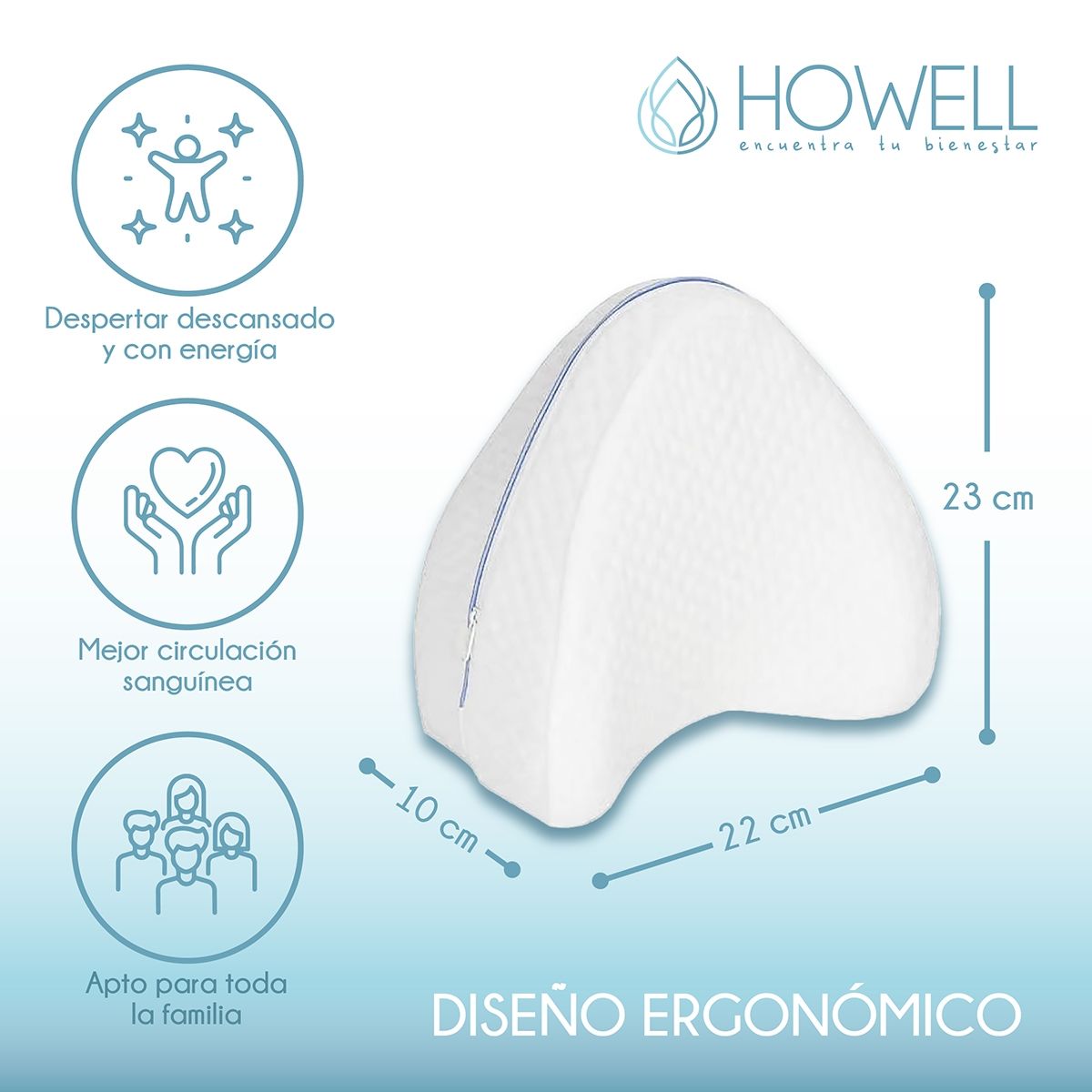 HOWELL - Cojín almohada ortopédica con memoria para piernas