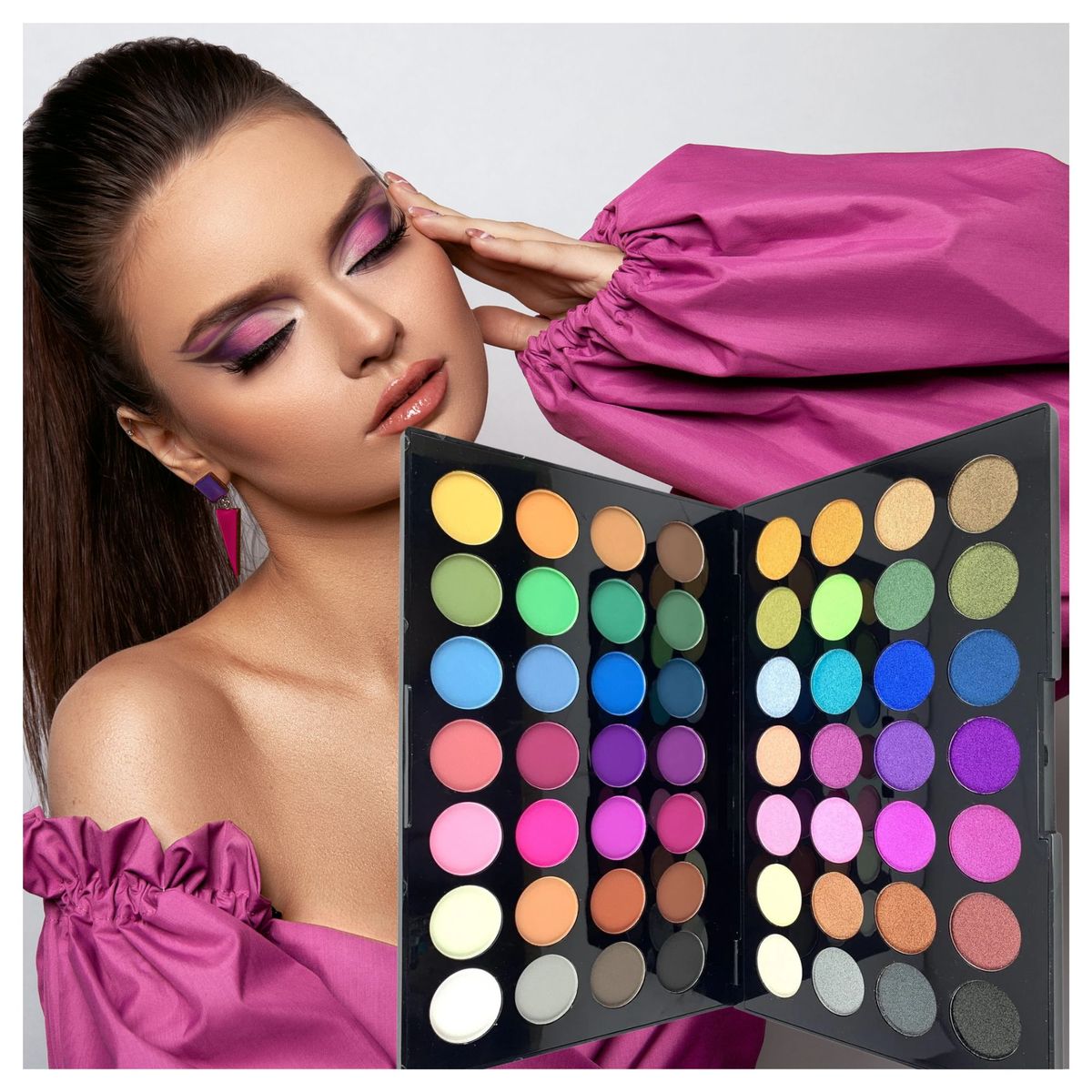 DOLCE BELLA - Paleta de sombras 56 tonos, 28 mattes y 28 shimmer