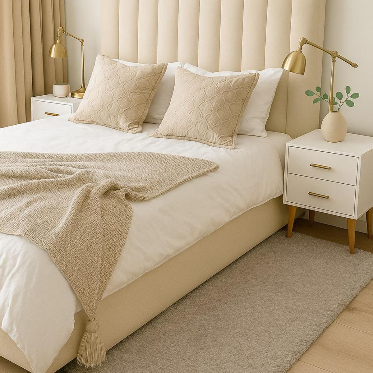 CLEMS CORTINAS - Alfombra Bajada de Cama Timmy Extra Suave Color Taupe 55x145
