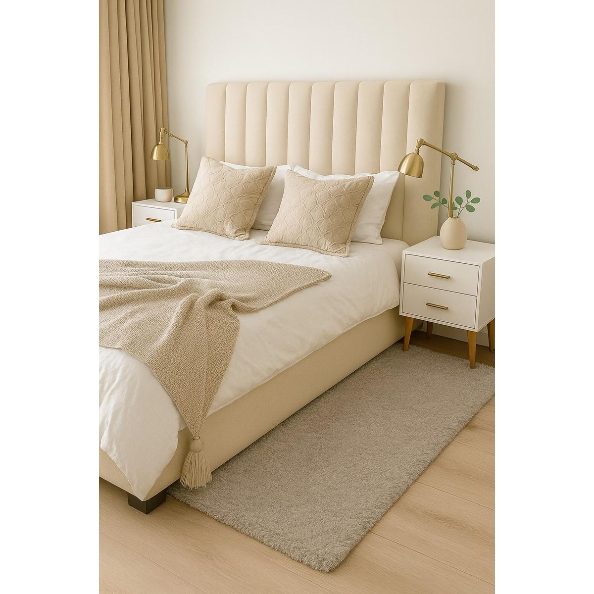 CLEMS CORTINAS - Alfombra Bajada de Cama Timmy Extra Suave Color Taupe 55x145