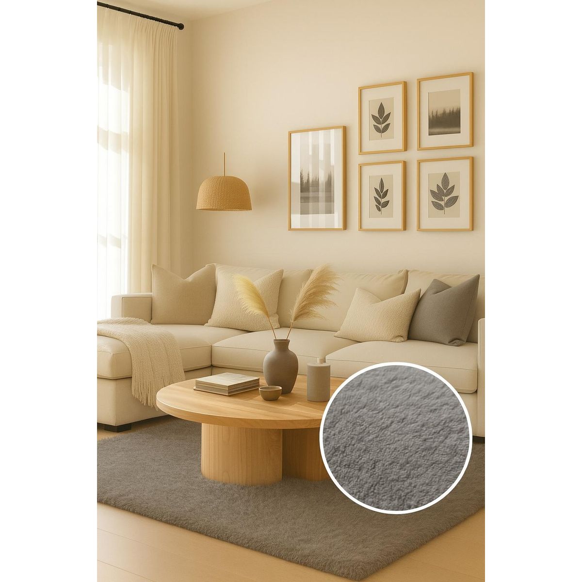 CLEMS CORTINAS - Alfombra Timmy Peluda Extra Suave Living Color Gris 150x200