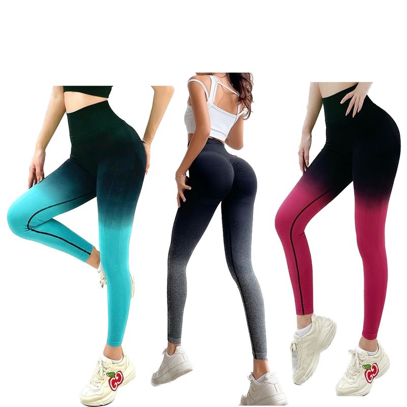 EVERSO - Pack3 Calzas Leggings Push Up Diseño Degrade Colores Surtidos