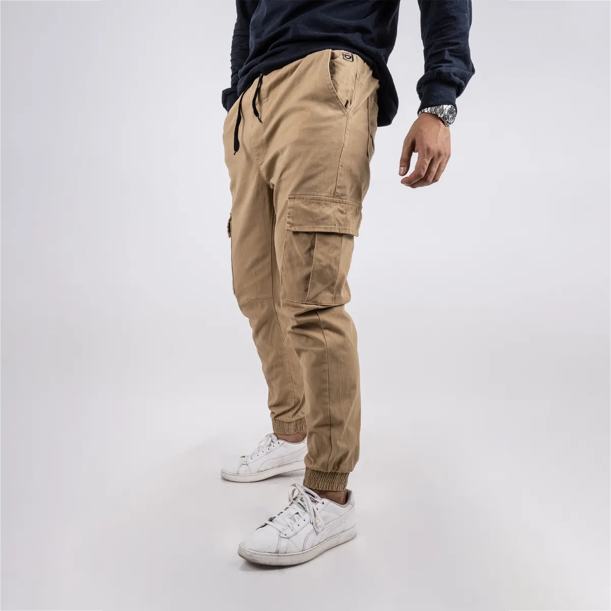 GANGSTER - Pantalon Jogger Canvas Parachute Café Gangster
