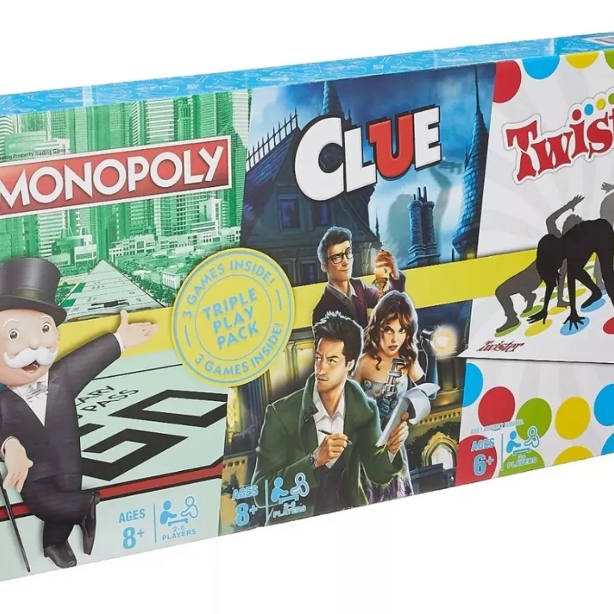 HASBRO - Pack 3 Juegos: Monopoly Clásico + Clue + Twister - Español