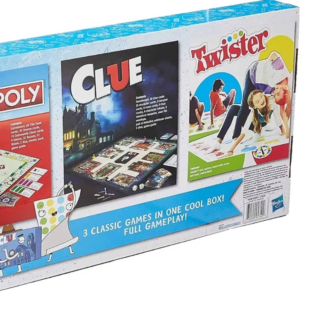 HASBRO - Pack 3 Juegos: Monopoly Clásico + Clue + Twister - Español
