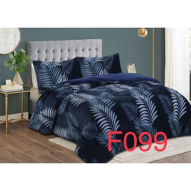 GENERICO - Cubrecama de Invierno Plush con Chiporro 2 P Azul con Espigas