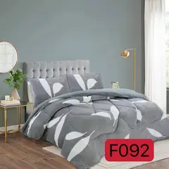GENERICO - Cubrecama de Invierno Plush con Chiporro 2 P Gris con Hojas