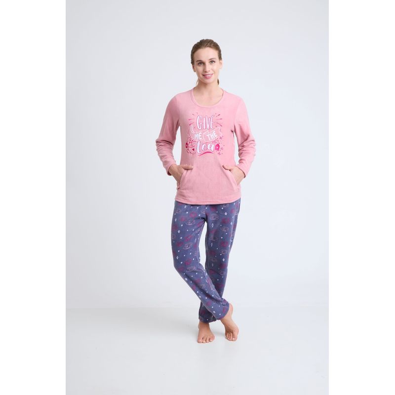 BECKIL - BECKIL COD 1770  PIJAMA POLAR ESTAMPADA CON BOLSILLOS