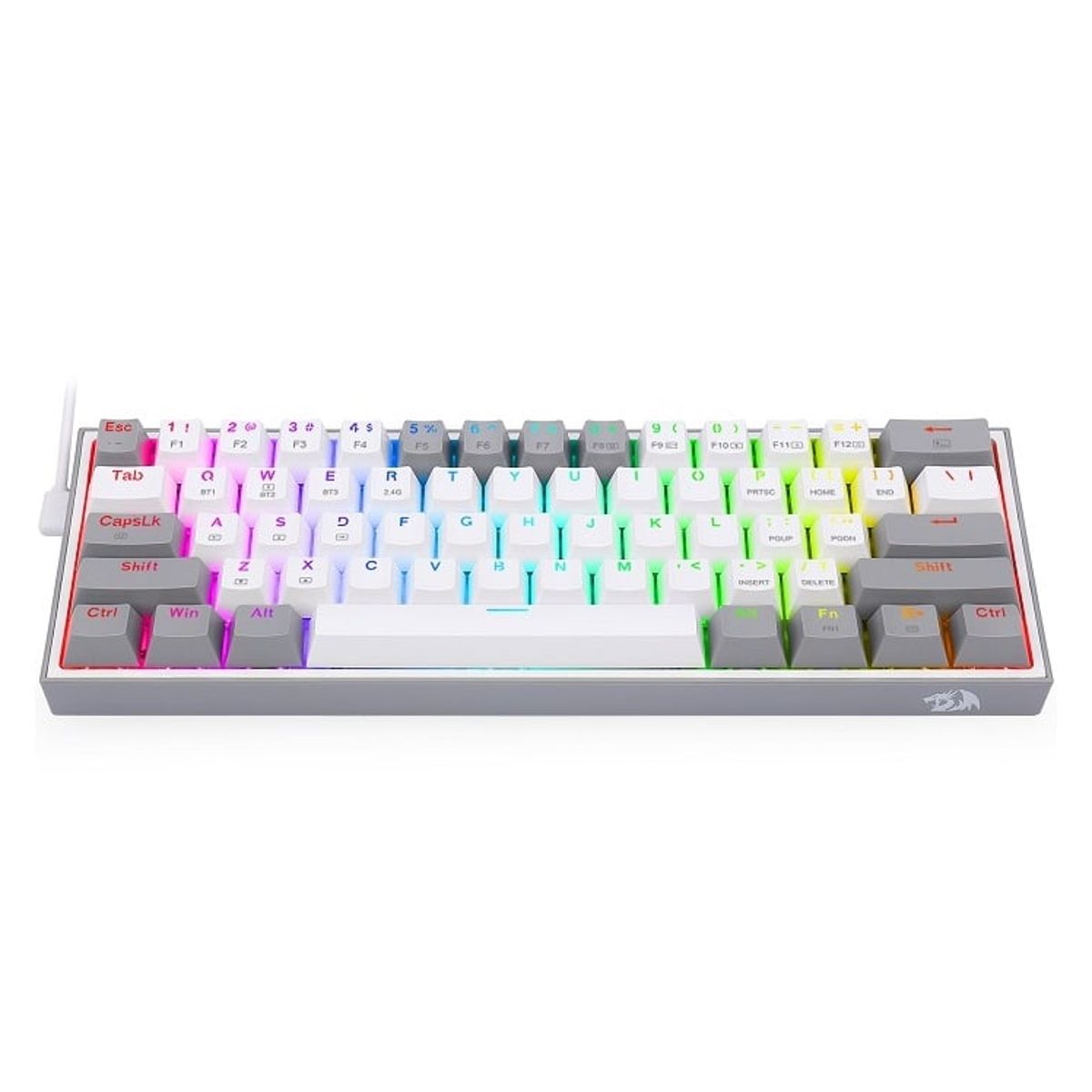 REDRAGON - Teclado Mecánico Gamer Fizz Pro Wireless 60 Inglés WhiteGrey