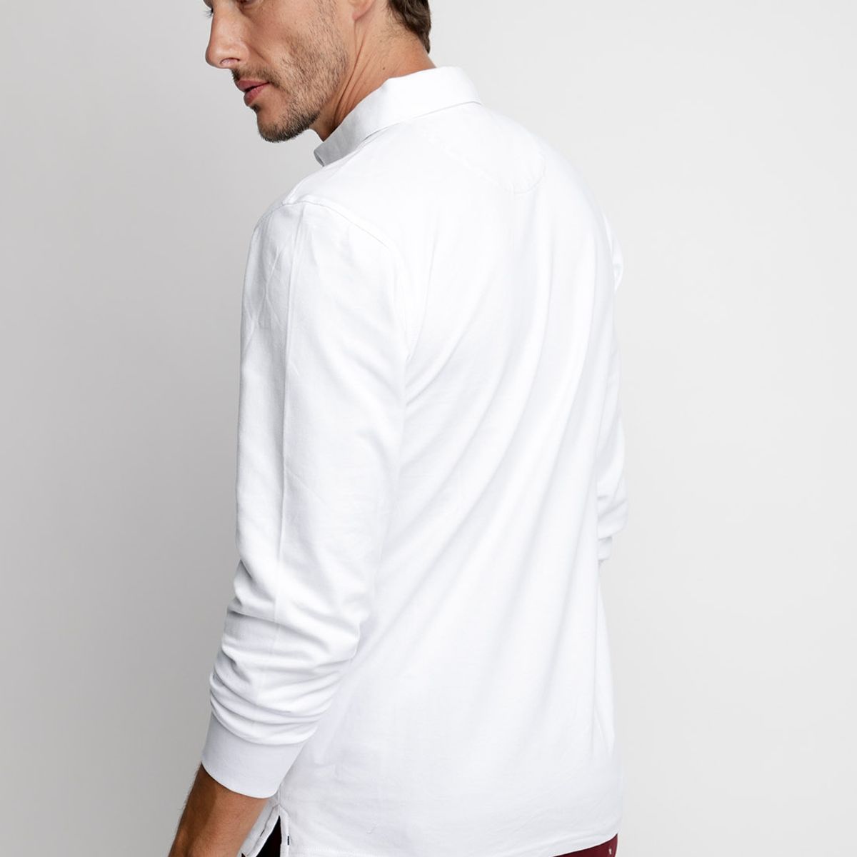 FEROUCH - Polera Polo Básica Manga Larga Blanco Ferouch