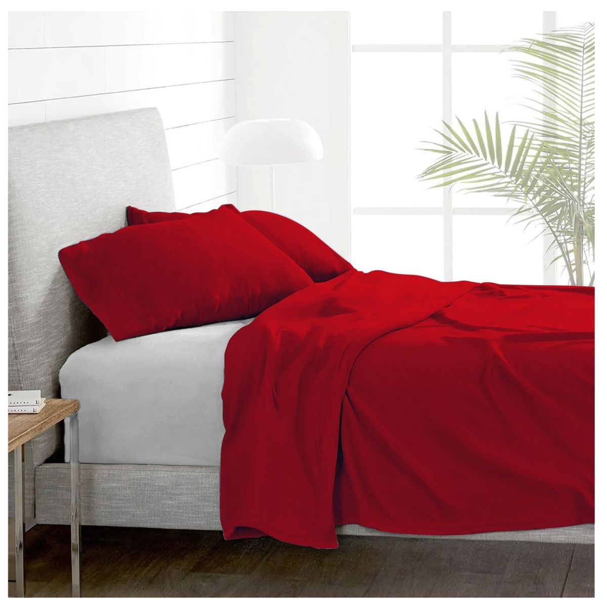 GENERICO - Juego de Sabanas De Polar 2.0 Plazas (Queen) - Rojo - Calentitas