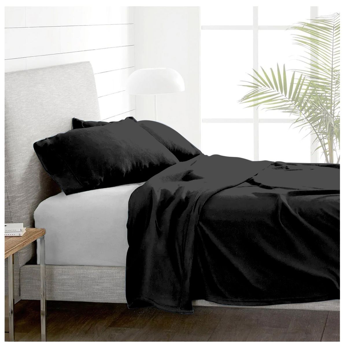 GENERICO - Juego de Sabanas De Polar 2.0 Plazas (Queen) - Negro - Calentitas