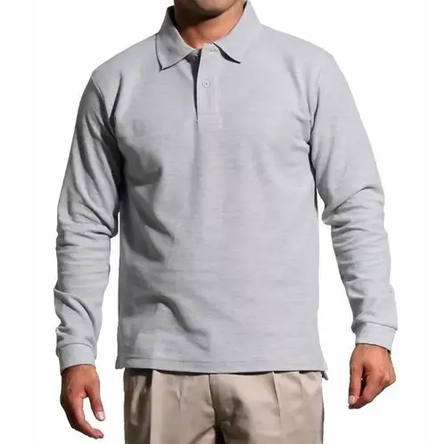 90 GRADOS - Polera Manga Larga Pique Gris Para Hombre