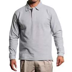90 GRADOS - Polera Manga Larga Pique Gris Para Hombre