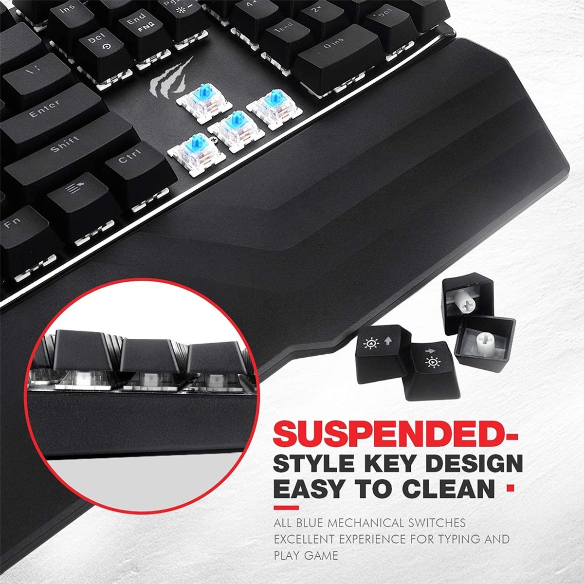 GENERICO - Teclado Gamer Mecánico Gamenote con Apoyamuñeca Switch Blue  KB432L