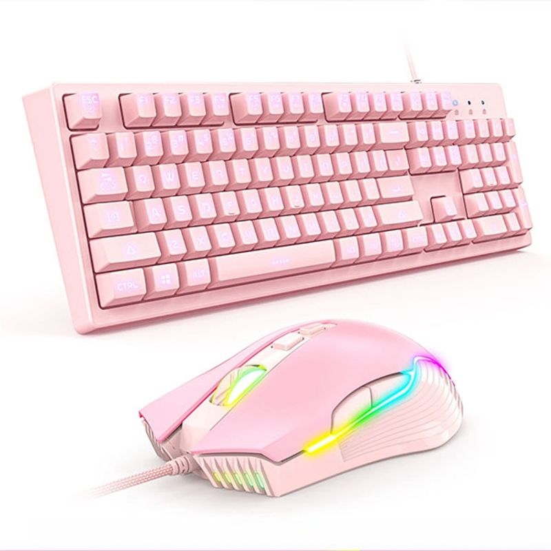 GENERICO - Teclado Mouse Rosado