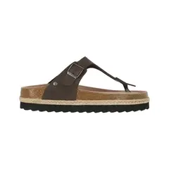 BAMERS - Sandalia Mujer Kend Capri Yute Mid Café Oscuro
