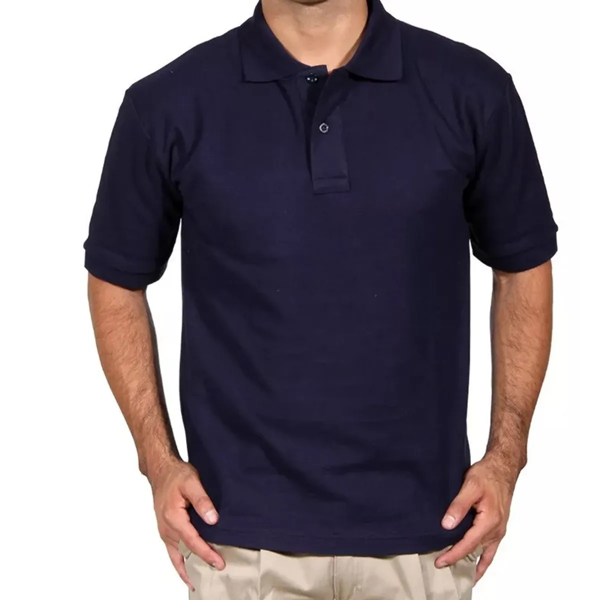 90 GRADOS - Polera Manga Corta Pique Azul Marino Para Hombre