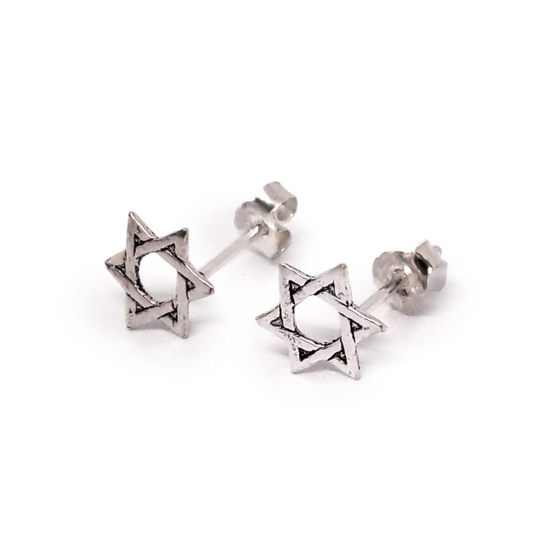 ANDREA COGGIOLA JOYAS - Aros Estrella De David 8mm Plata Fina 925 Envejecida