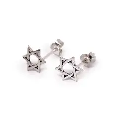 ANDREA COGGIOLA JOYAS - Aros Estrella De David 8mm Plata Fina 925 Envejecida