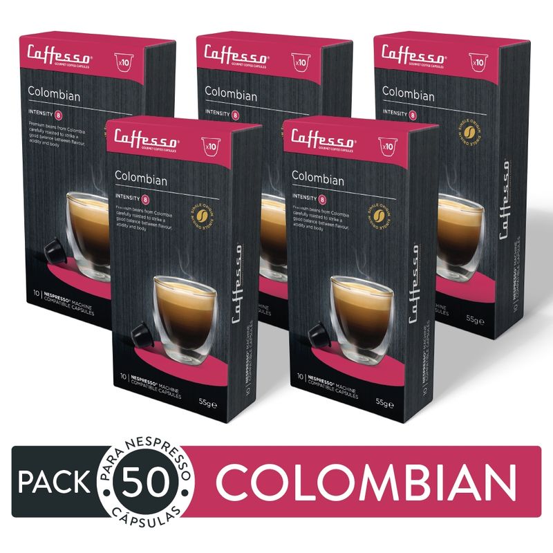 CAFFESSO - 50 Cápsulas Caffesso Colombian Int. 8 para Nespresso