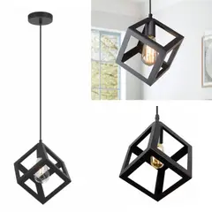 GENERICO - LAMPARA COLGANTE LED CUADRADO VINTAGE MÁS AMPOLLETA DE FILAMENTO