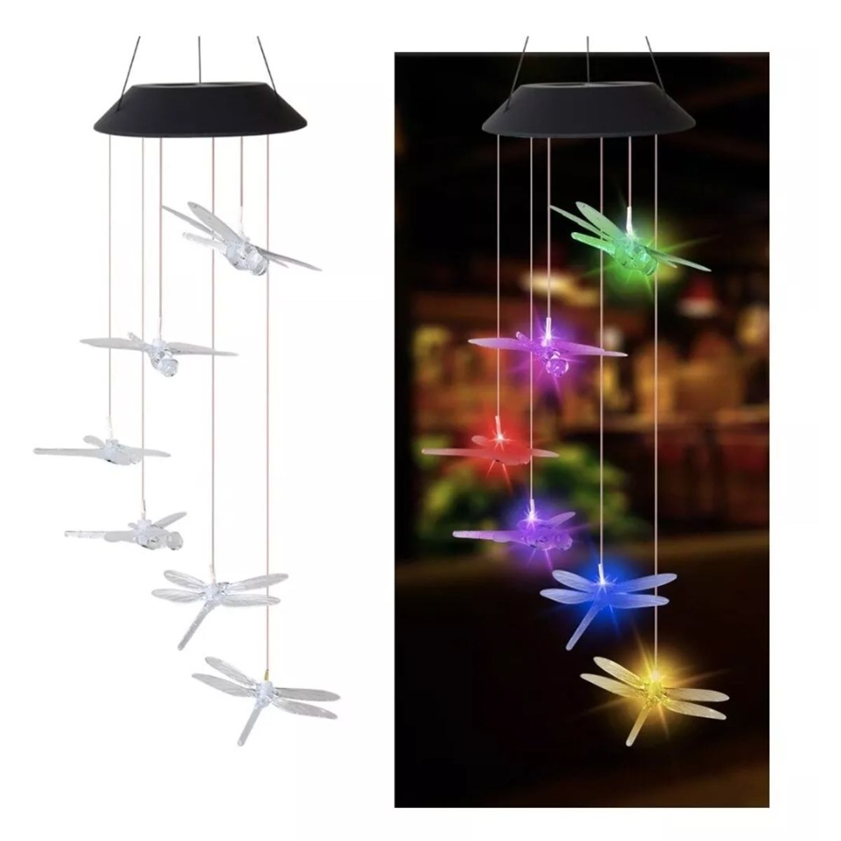 GENERICO - Campanilla Colgante de Viento Solar en modelo de Libelula