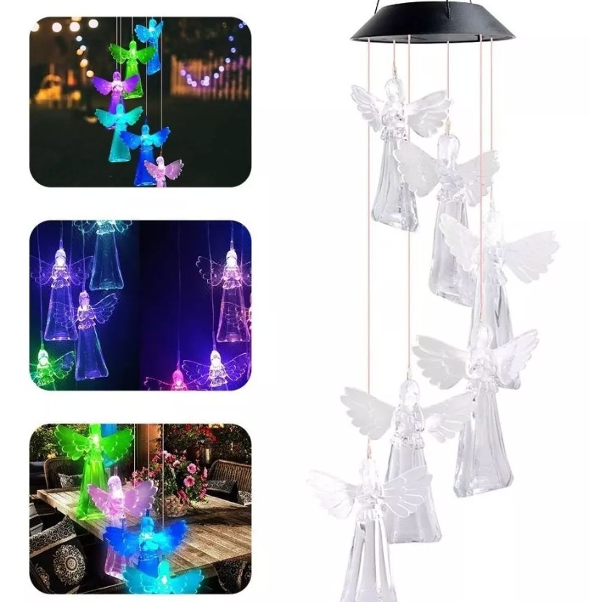 GENERICO - Campanilla Colgante de Viento Solar en modelo de Angel