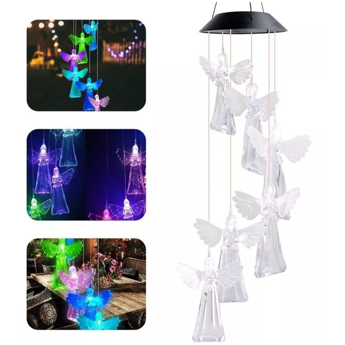 GENERICO - Campanilla Colgante de Viento Solar en modelo de Angel