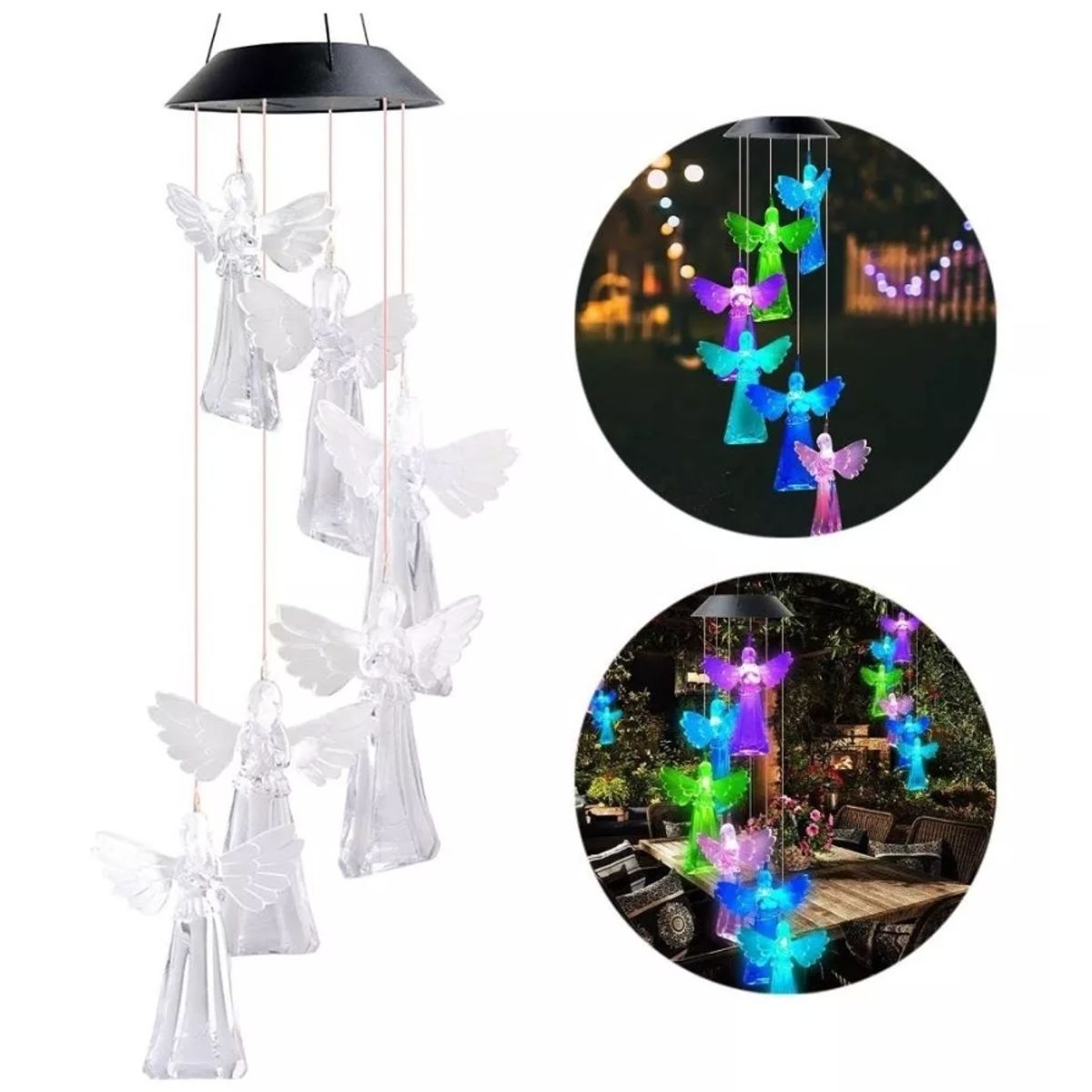 GENERICO - Campanilla Colgante de Viento Solar en modelo de Angel