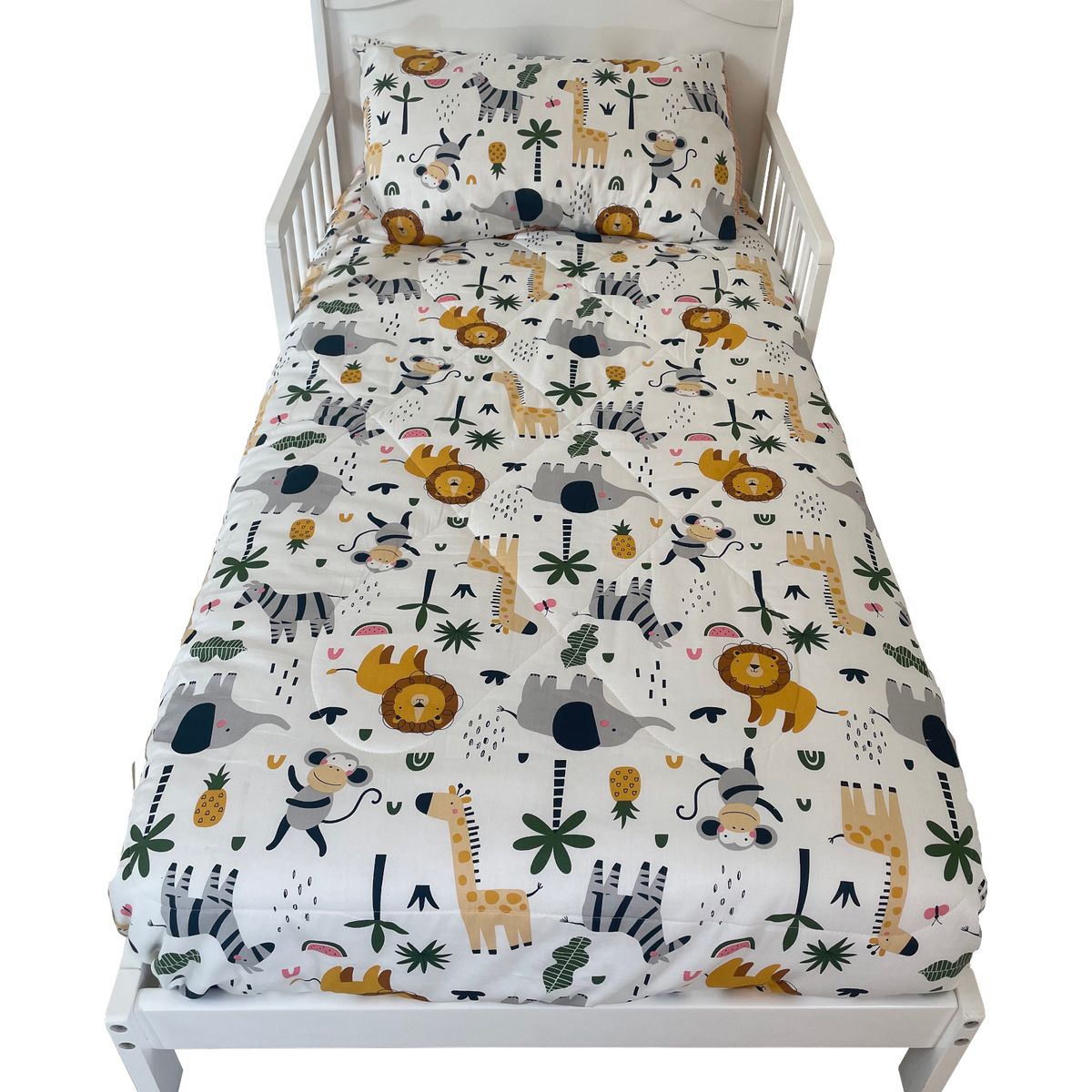 PELLITOS - SET ROPA PARA CAMA DE TRANSICIÓN ANIMALS 100% ALGODON DE 4 PIEZAS