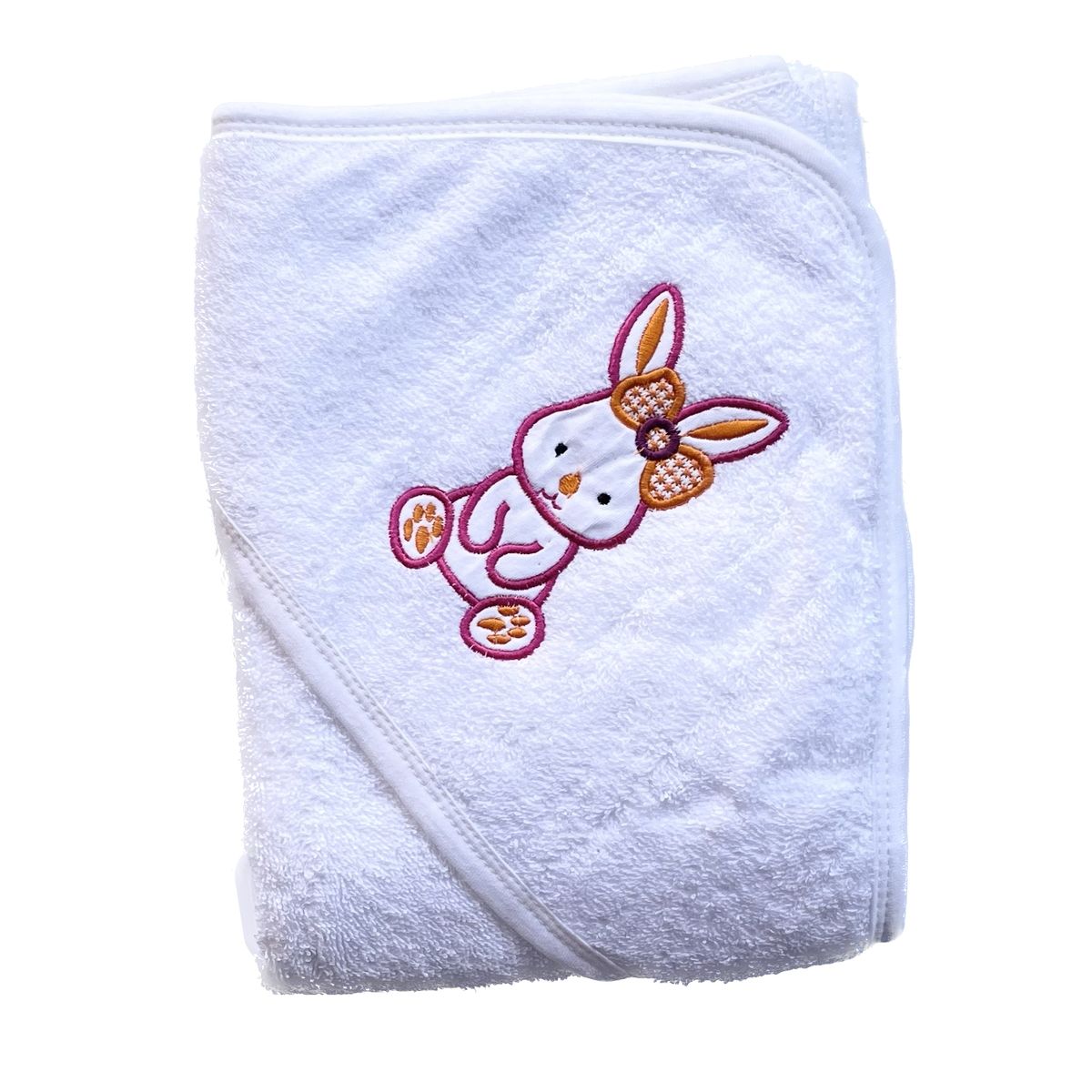 PELLITOS - TOALLA BEBÉ BLANCA CONEJO 100 ALGODON PAKISTANI 80X80
