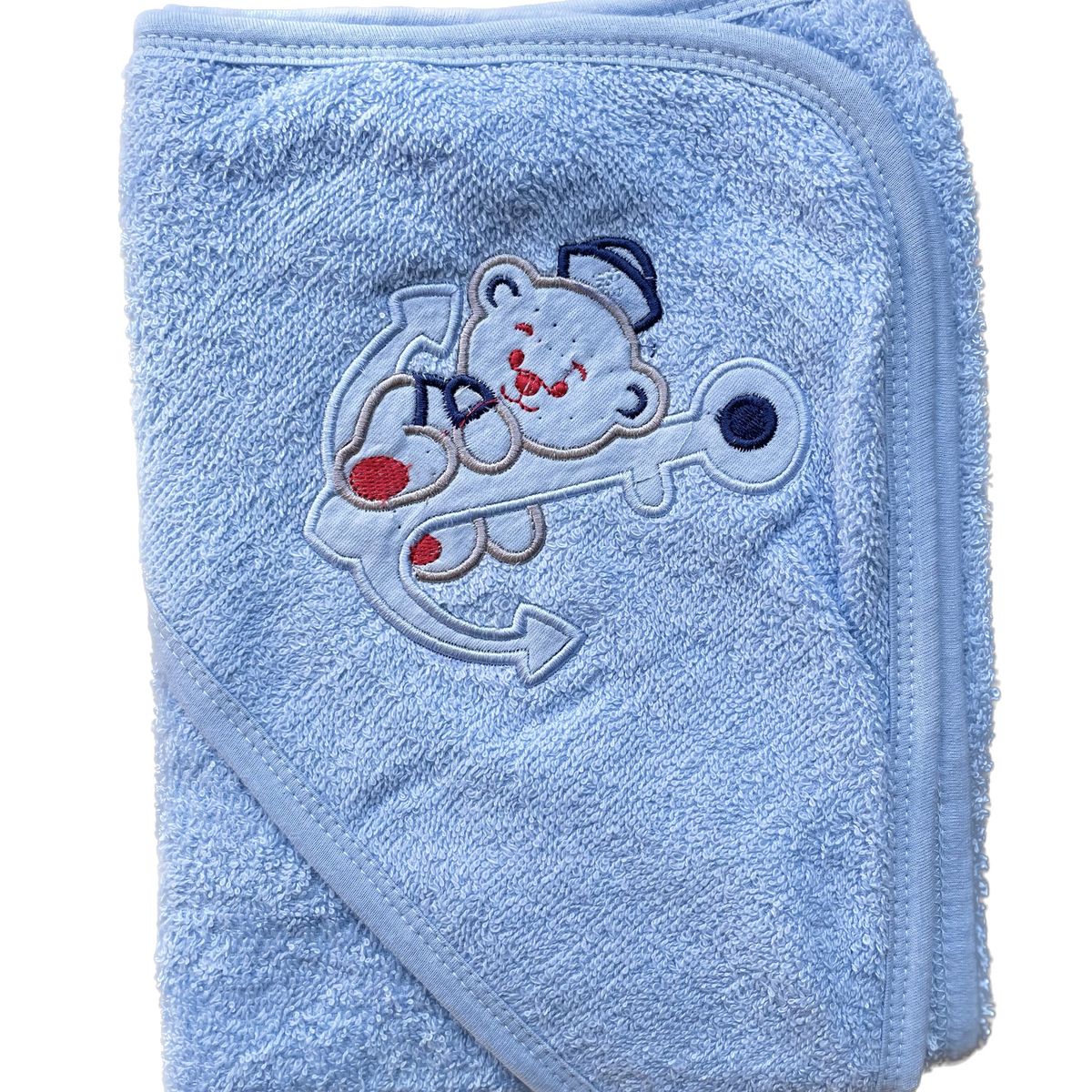 COBABY - TOALLA BEBÉ CELESTE OSO 100 ALGODON PAKISTANI 80X80