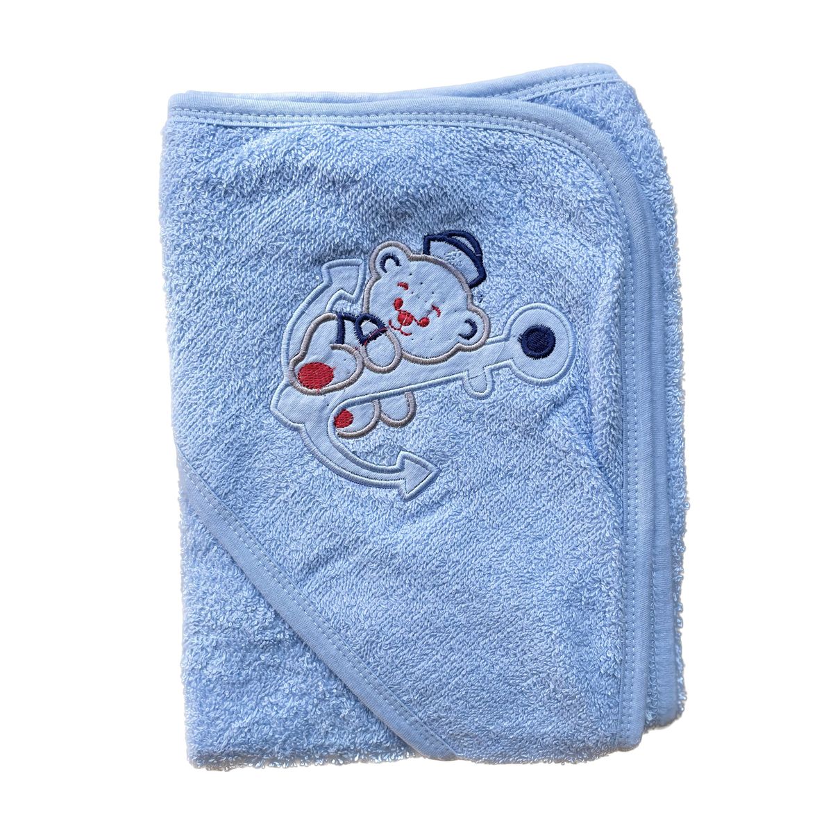 COBABY - TOALLA BEBÉ CELESTE OSO 100 ALGODON PAKISTANI 80X80