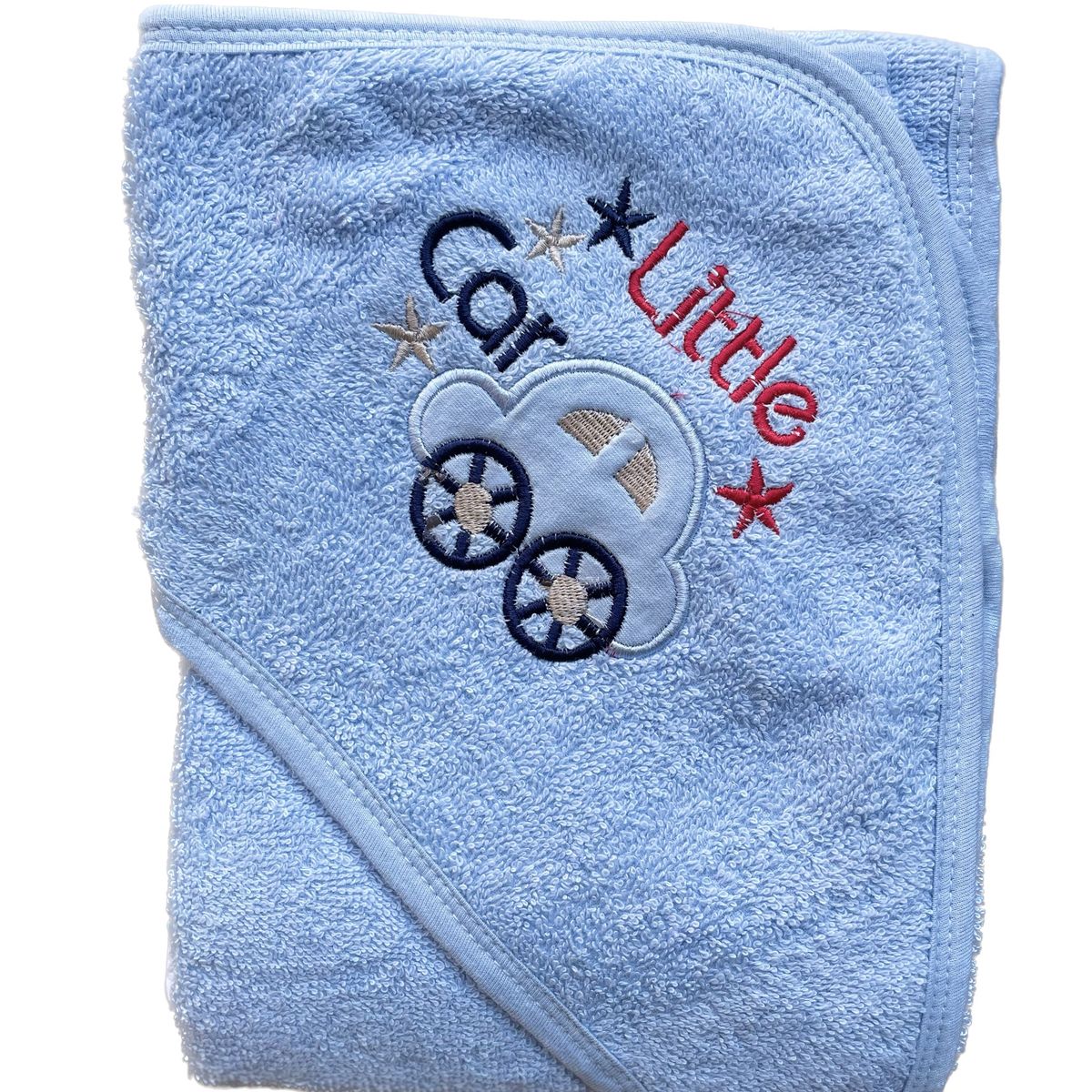 PELLITOS - TOALLA BEBÉ CELESTE AUTO 100 ALGODON PAKISTANI 80X80