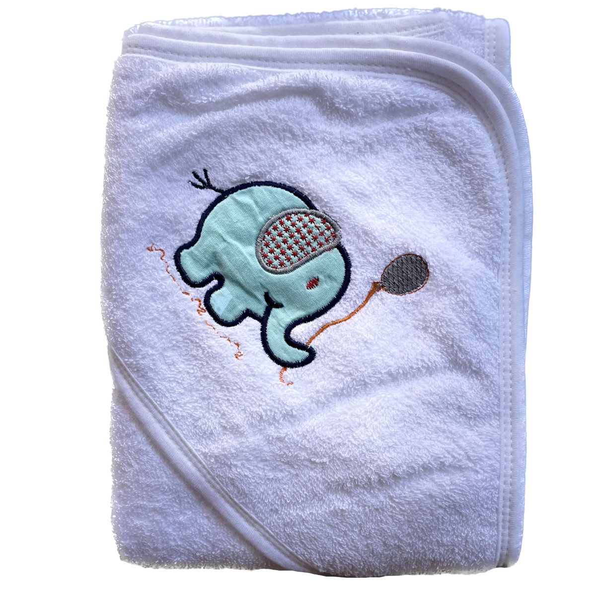 PELLITOS - TOALLA BEBÉ BLANCA ELEFANTE 100 ALGODON PAKISTANI 80X80.