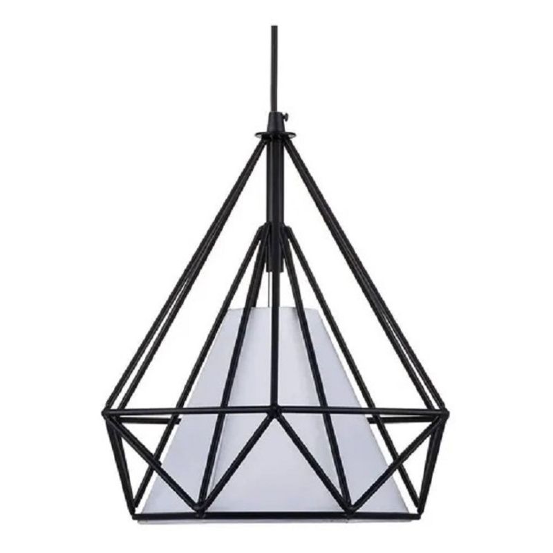 GENERICO - Lampara Colgante De Hierro Forma Diamante 25cm Negra
