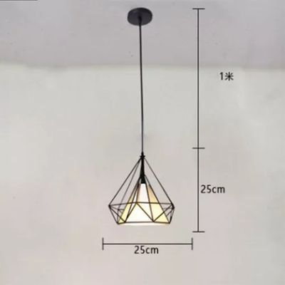 Imagen 2 del producto Lampara Colgante De Hierro Forma Diamante 25cm Negra