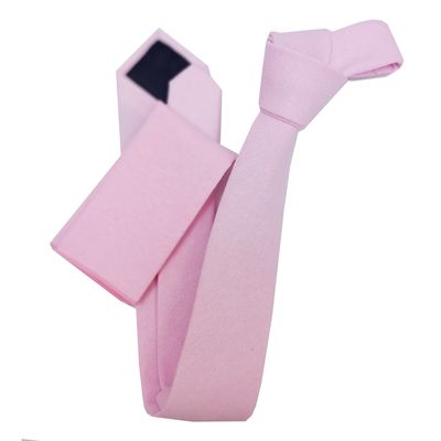 Imagen 2 del producto Corbata algodon rosado blush con pañuelo Luciacorbatas