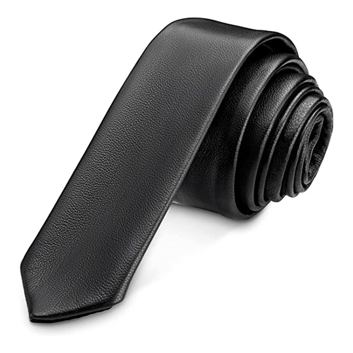 LUCIA CORBATAS - Corbata delgada negra Ecocuero Luciacorbatas