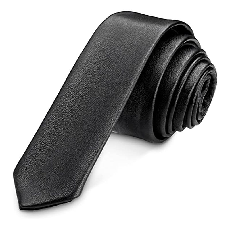 LUCIA CORBATAS - Corbata delgada negra Ecocuero Luciacorbatas