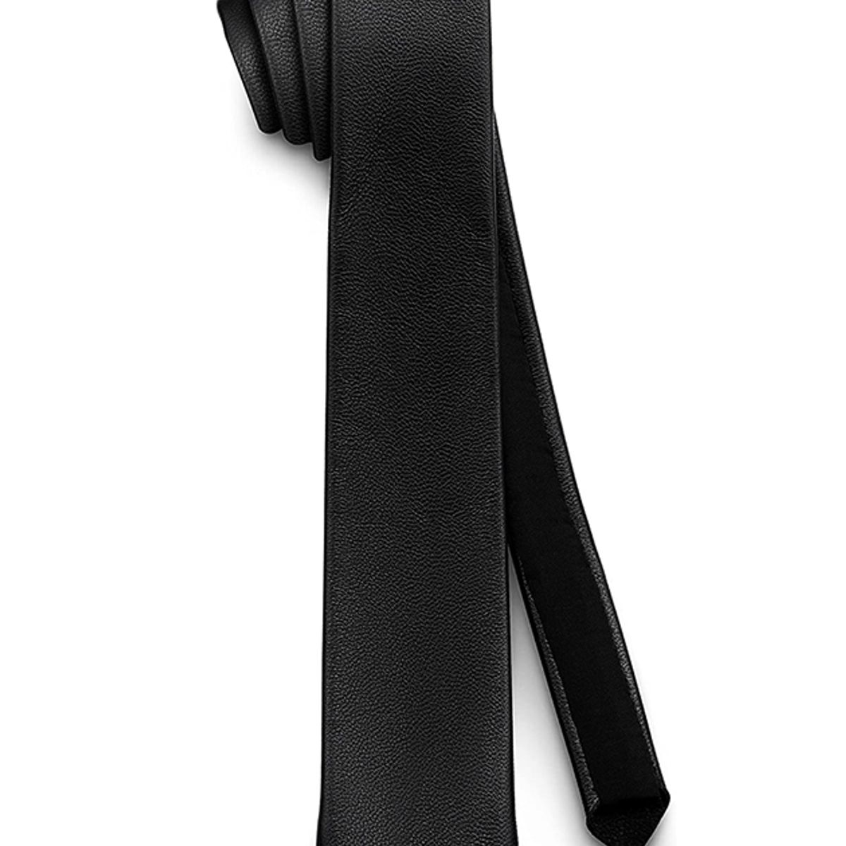 LUCIA CORBATAS - Corbata delgada negra Ecocuero Luciacorbatas